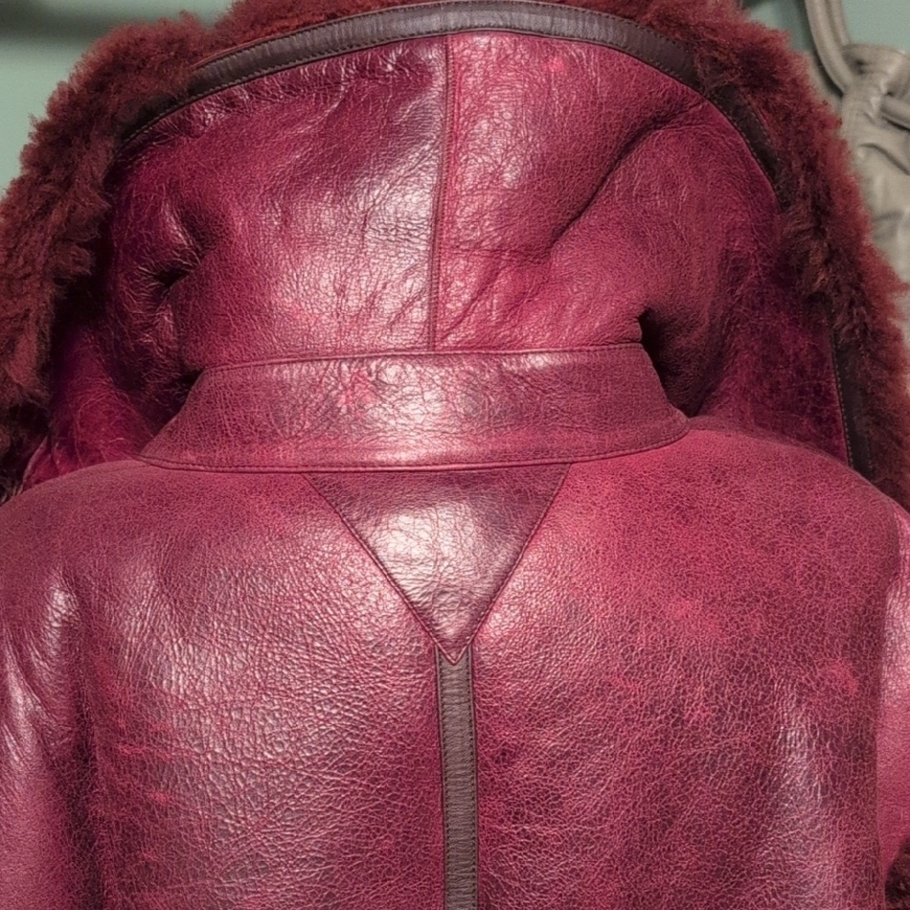 NWT Tommy Hilfiger Leather Shearing Jacket Coat Turkey Oxblood XXXL Peacoat - Picture 10 of 15